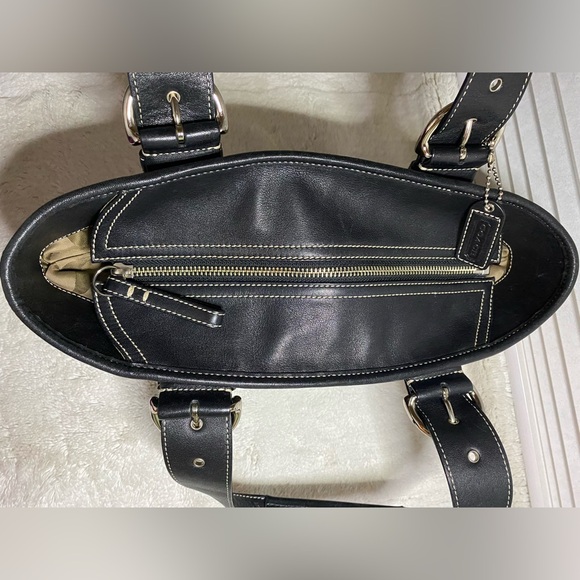 Coach Soho EUC Vintage Topstitch Black Leather Shoulder Bag - Picture 7 of 12